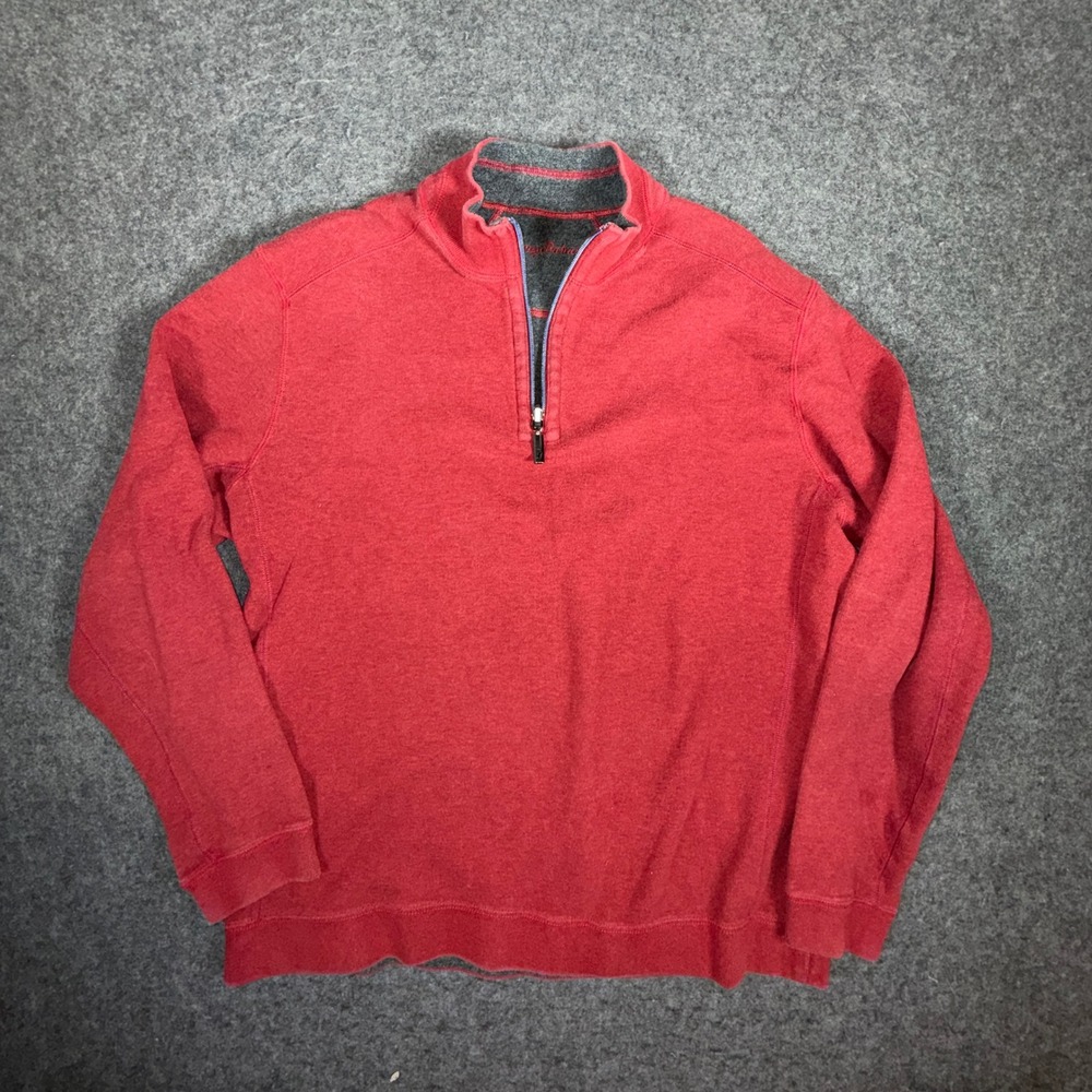 Tommy Bahama Mens Reversible Quarter Zip Pullover Sweatshirt Sweater L FLAW